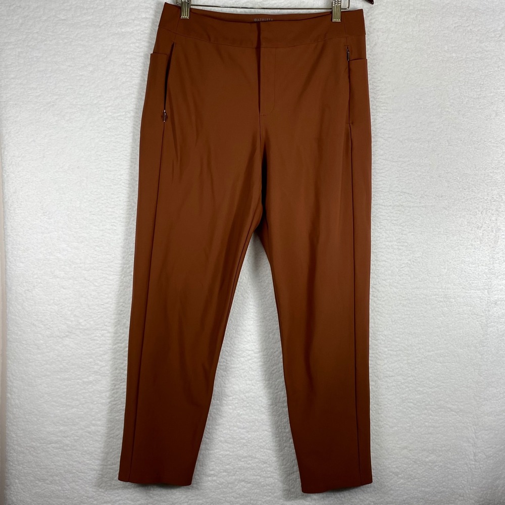 Athleta Stellar Skinny Trouser Pants Brown Terracotta Size 12 High Rise Stretch
